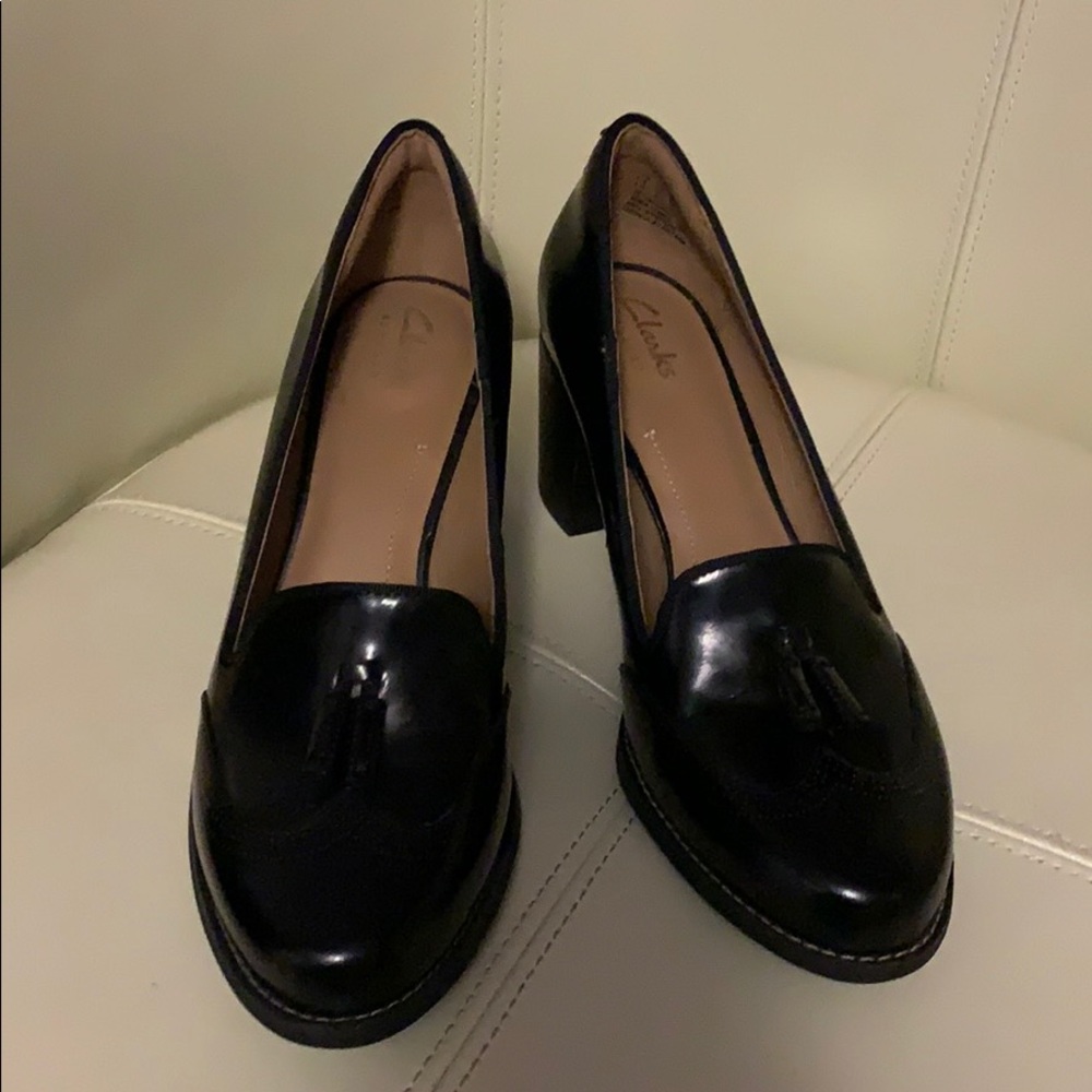 Clark’s high heel loafers